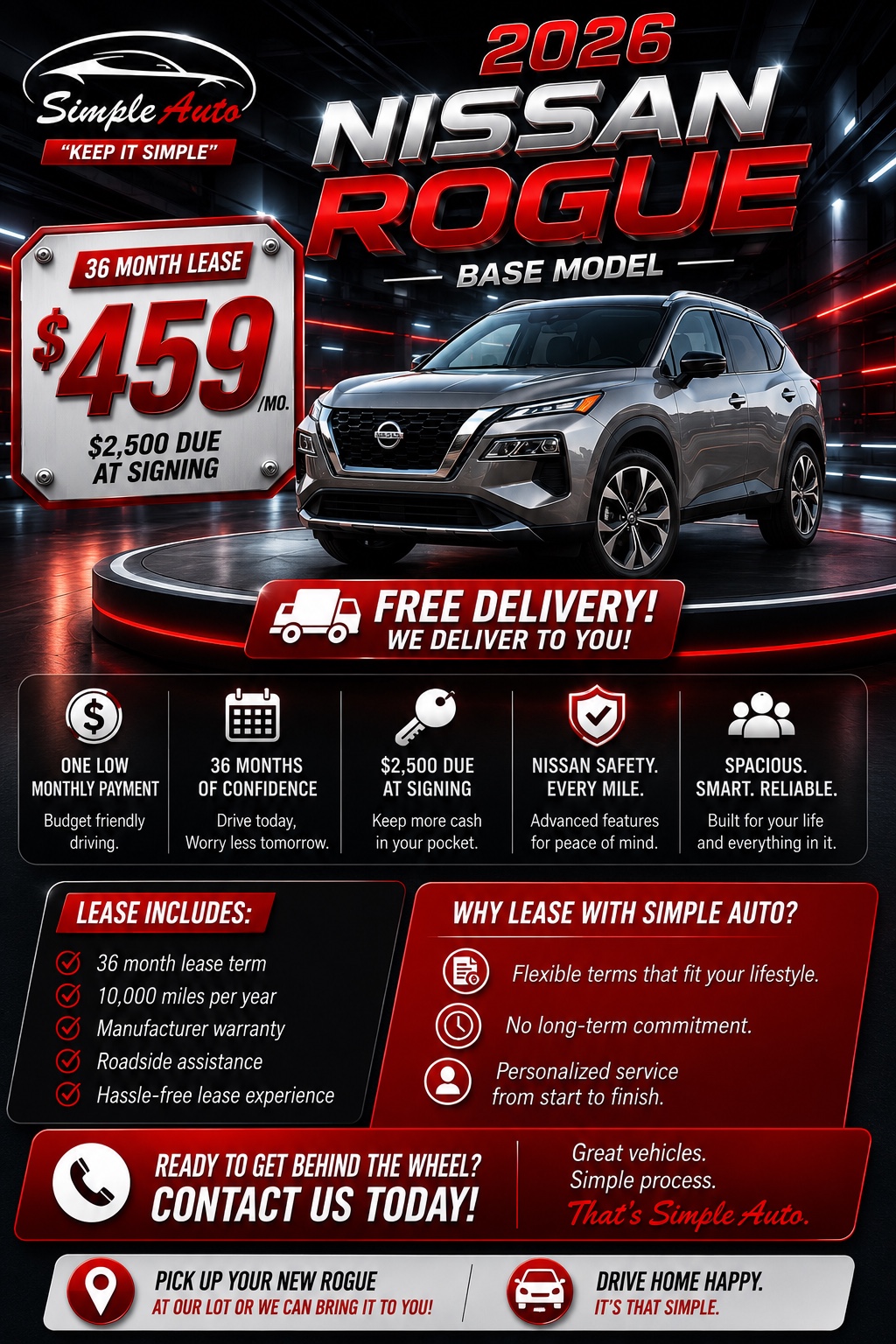 2026 Nissan Rogue Base Model Lease Special